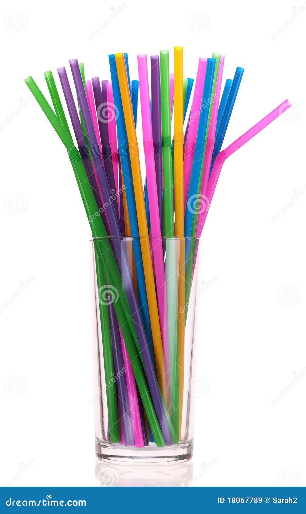Drinking Straws in Glass Over White Stock Image Image of straight