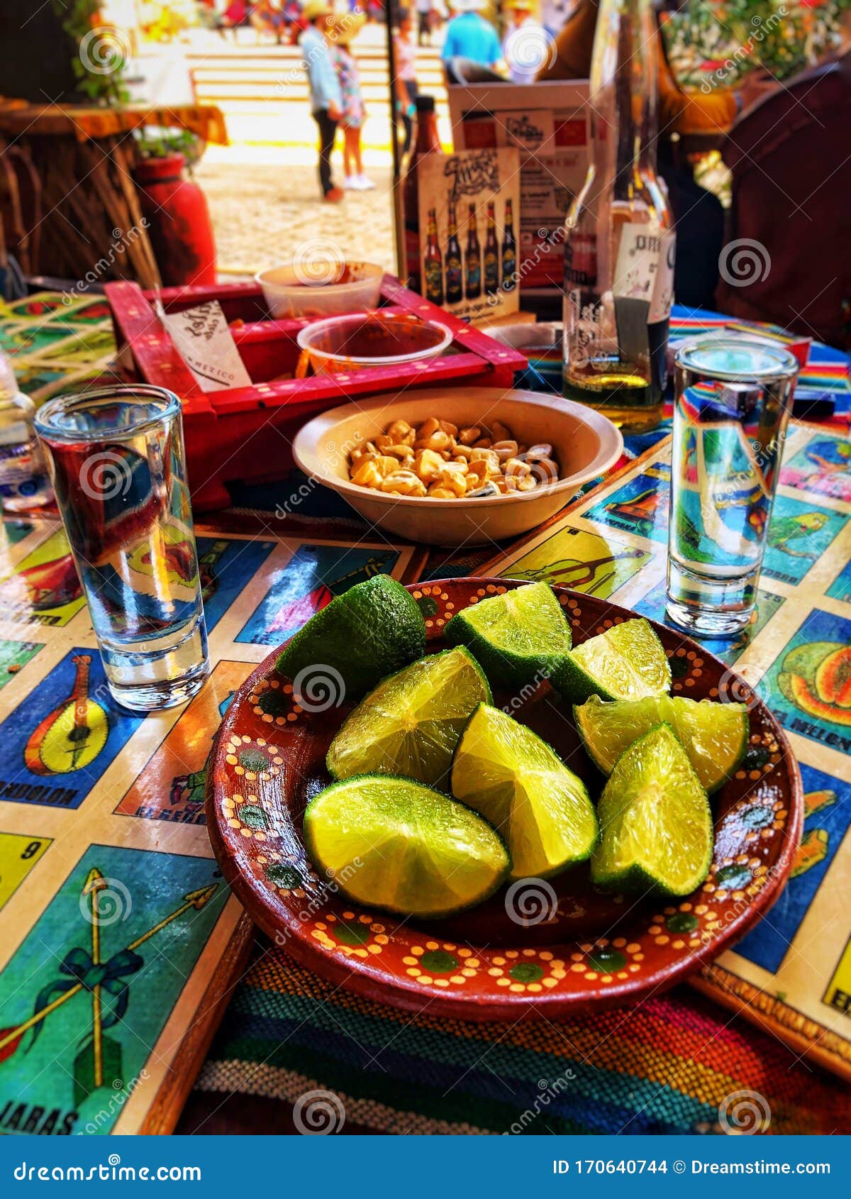 Drinking Tequila with Limes in Tequila Village, Mexico Editorial Stock