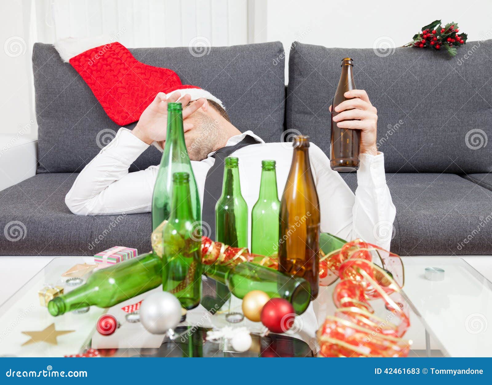 Drinking Too Much during Christmas Time Stock Image Image of
