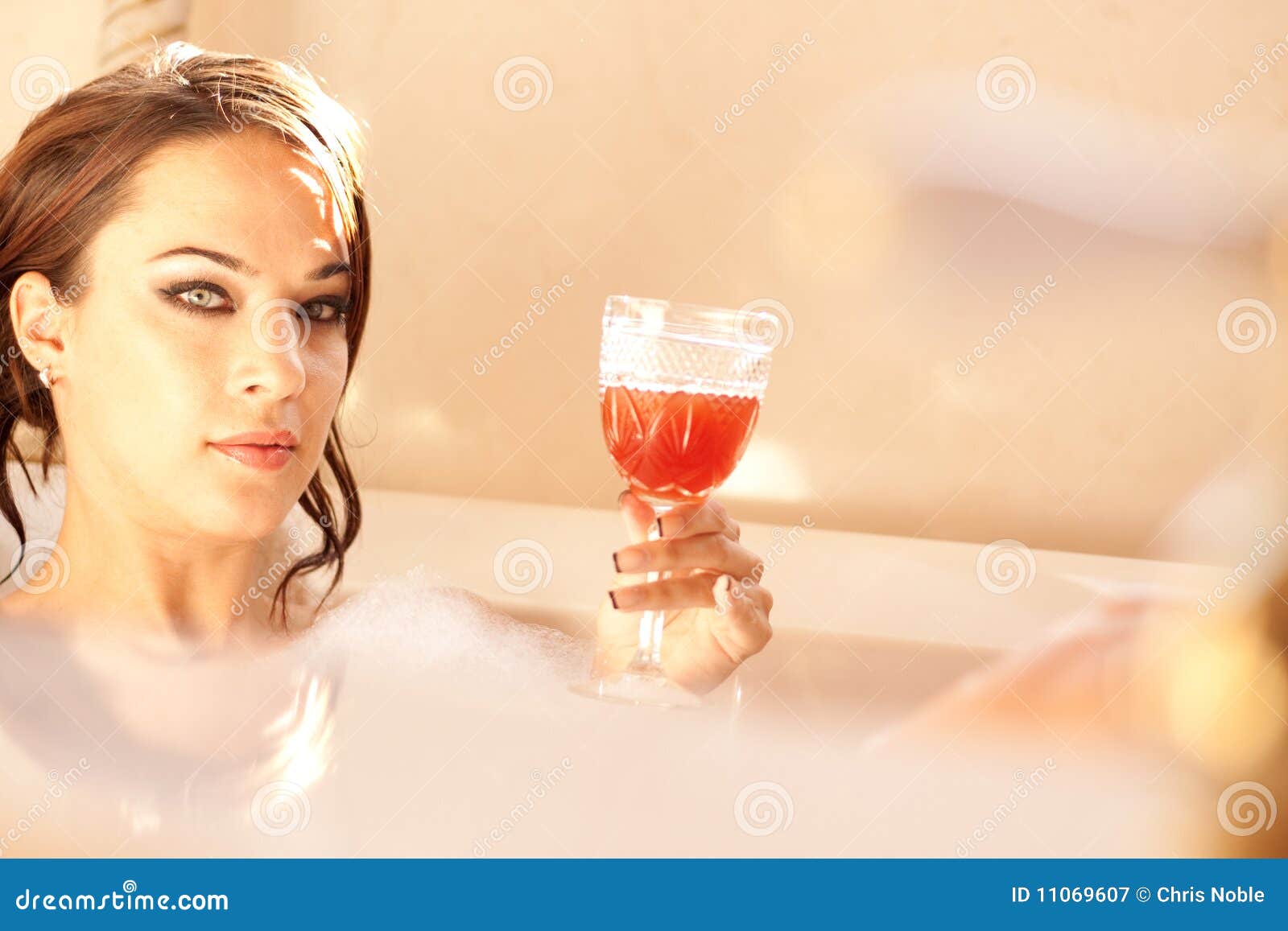 Drinking Wine in the Bath Tub Stock Image Image of bathroom, closed