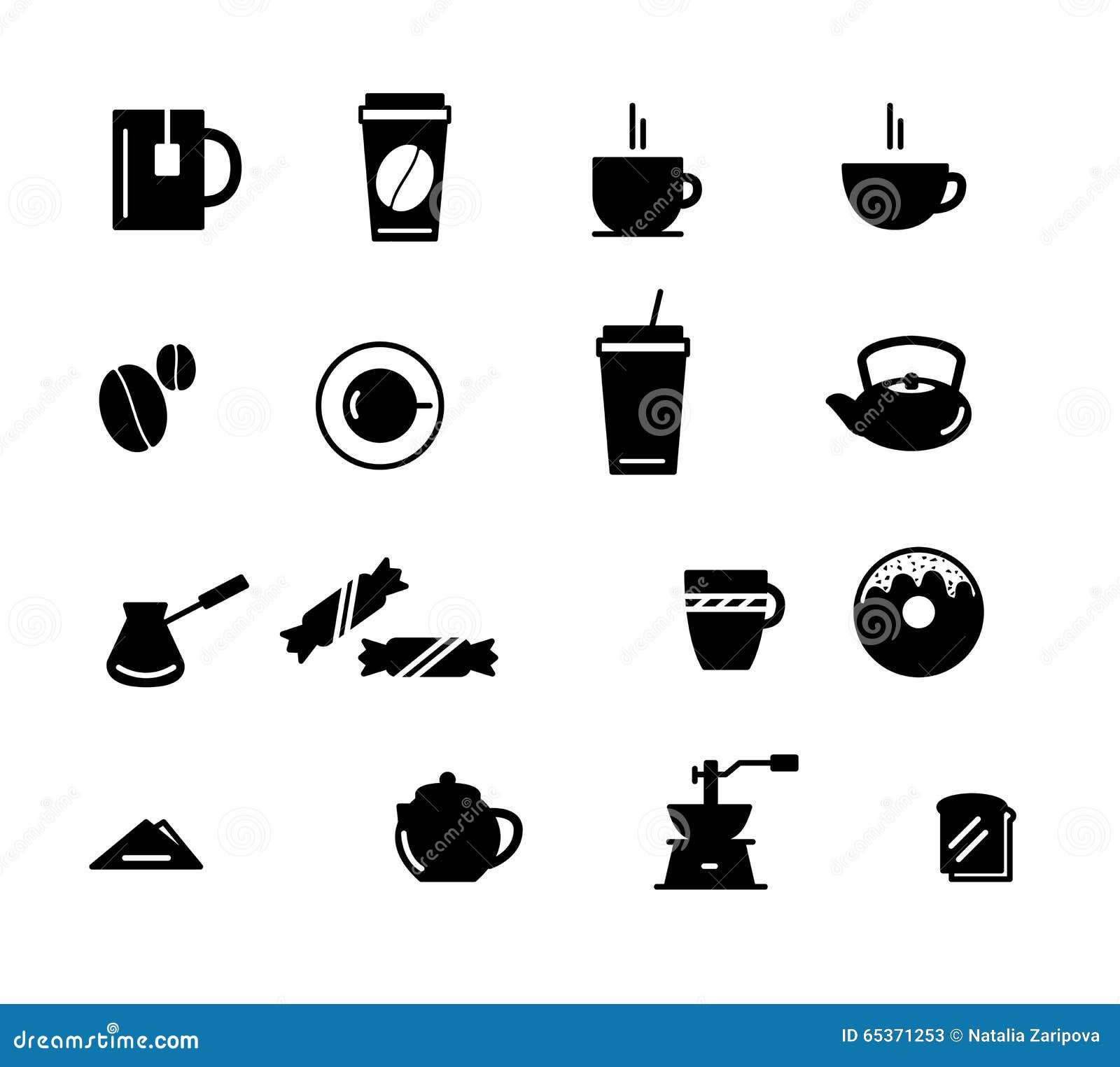 Drinks and Beverages Icon Set. Coffee Tea Stock Vector Illustration
