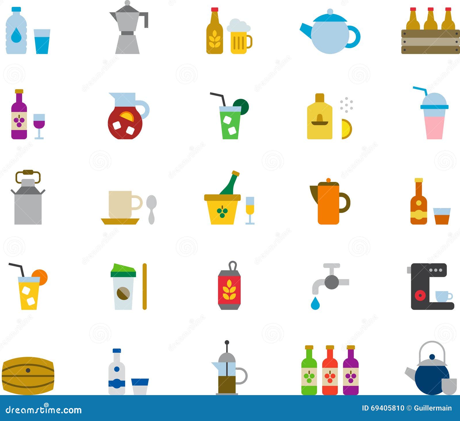 Drinks and Beverages Icon Set Stock Vector Illustration of maker