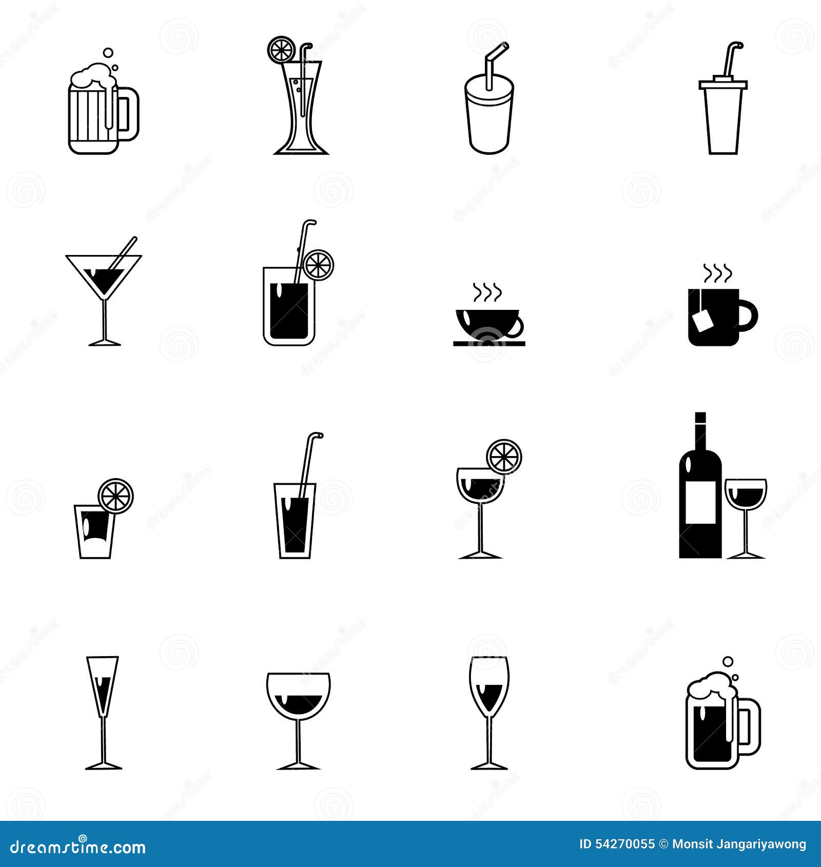 Drinks and Beverages Icon Set Vector Illustration Stock Vector