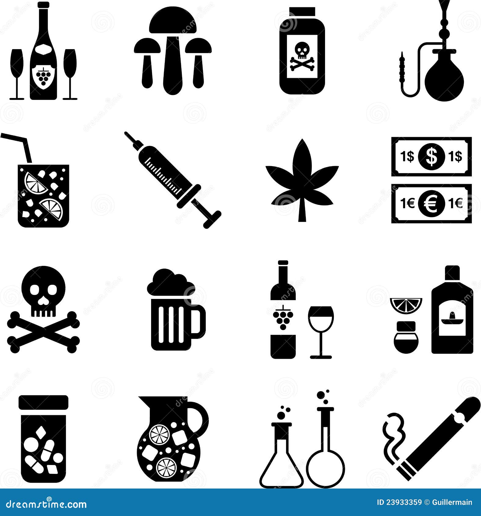 Drinks and drugs icons stock vector. Image of injection 23933359