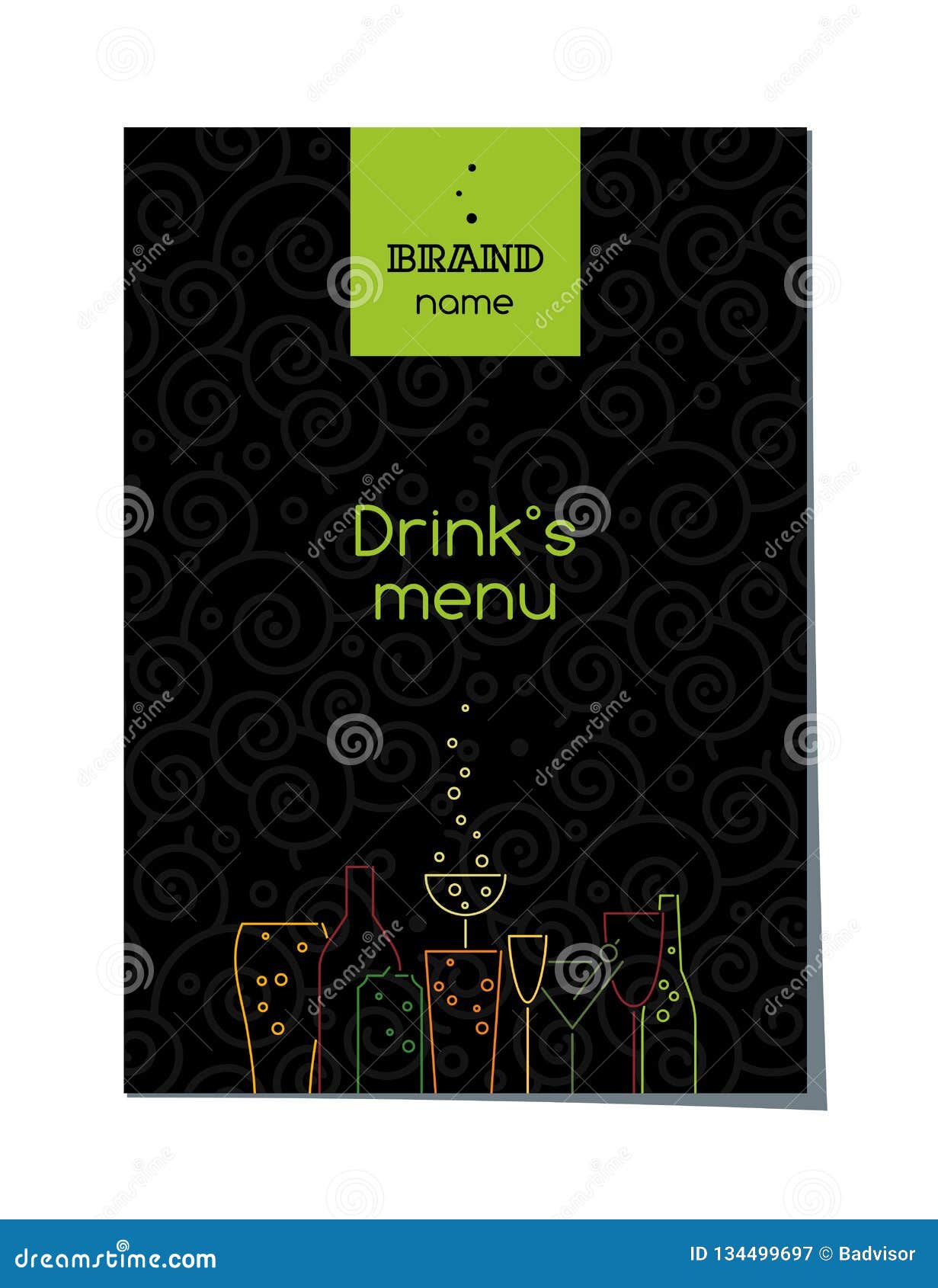 Drinks Menu Cover Design, Vector Illustration Stock Vector