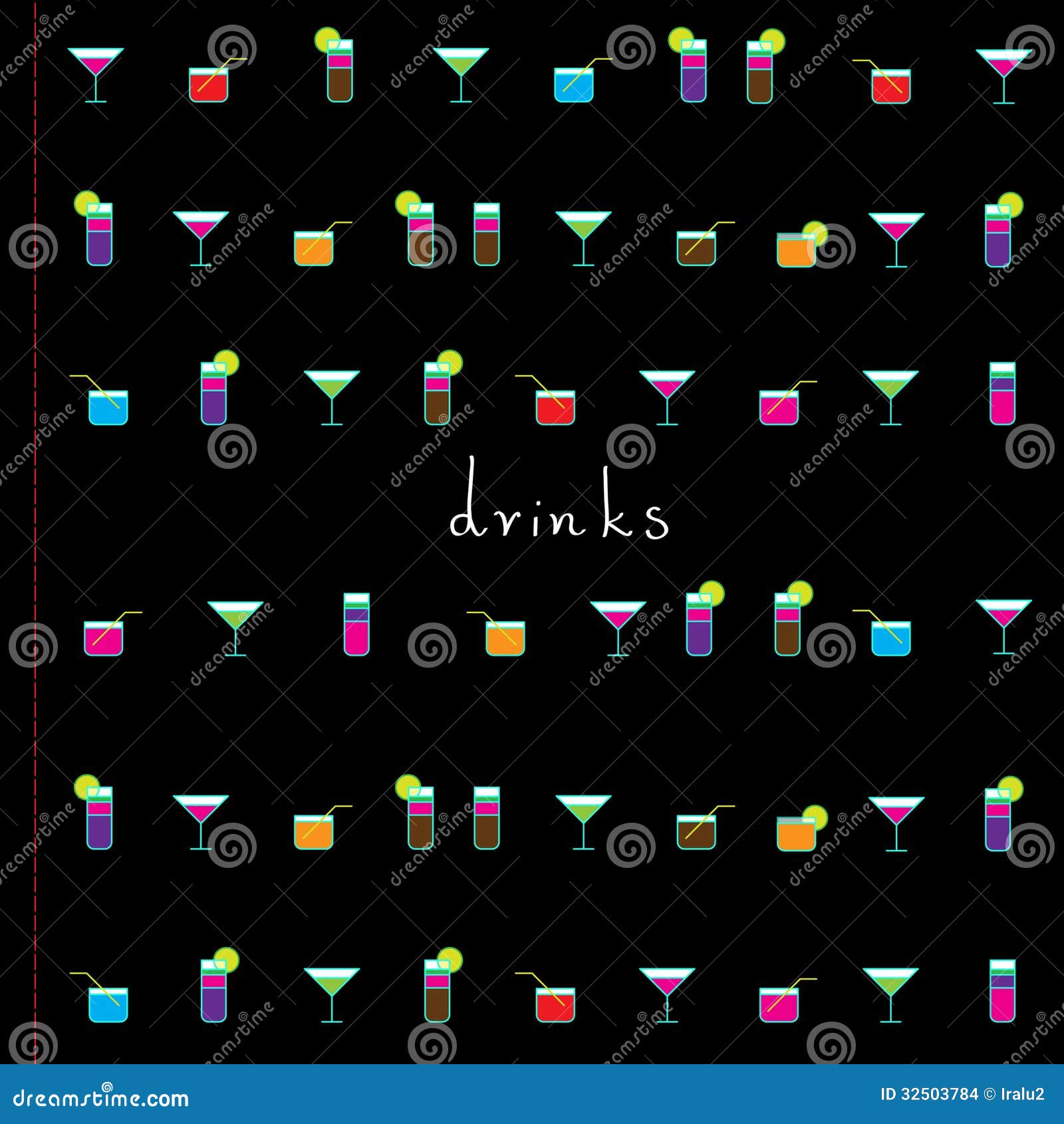 Drinks Menu Cover Template. Drinks Icons Stock Vector Illustration of