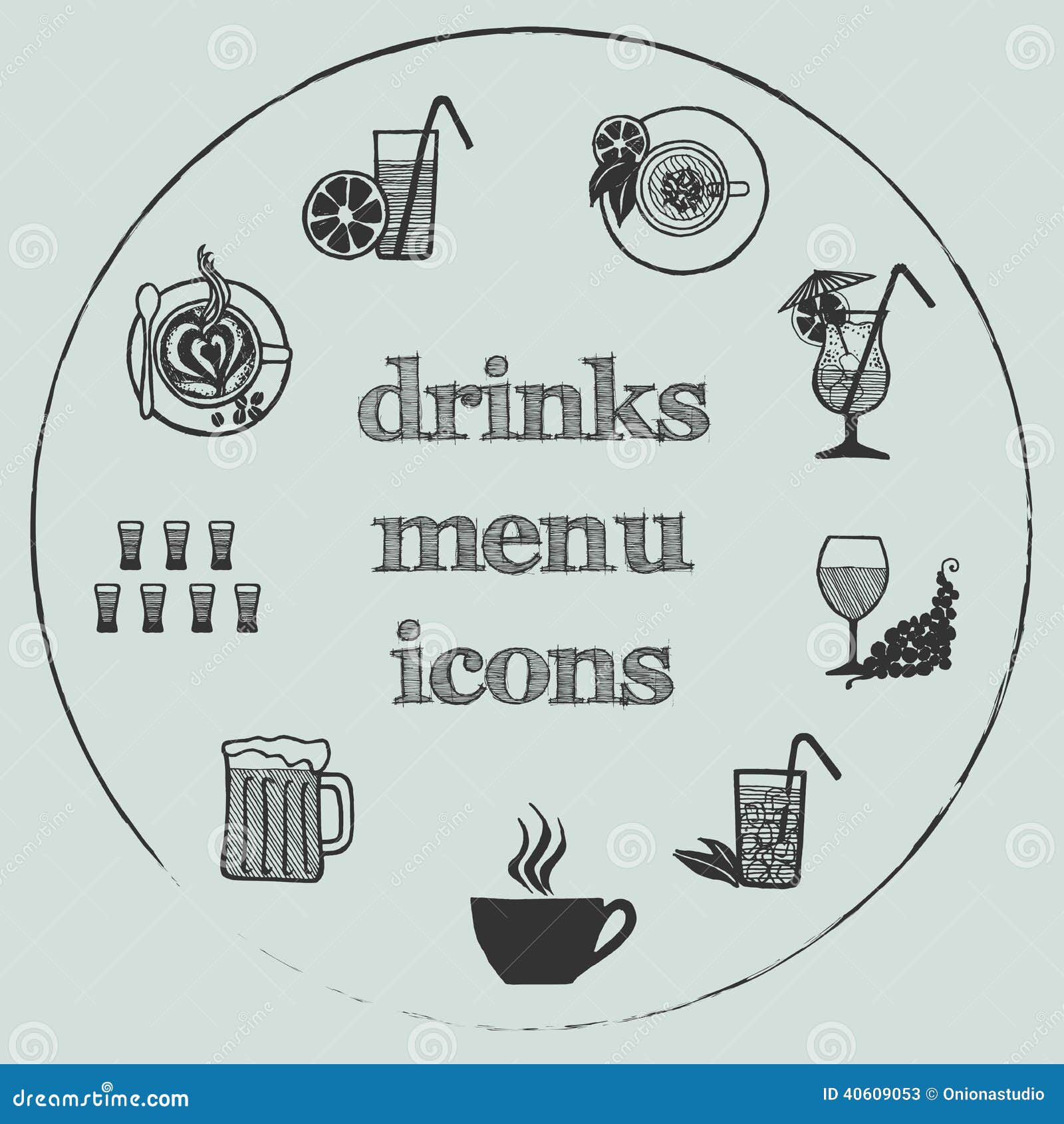 Drinks Menu Elements Icons Set 3 Stock Vector Illustration of juice