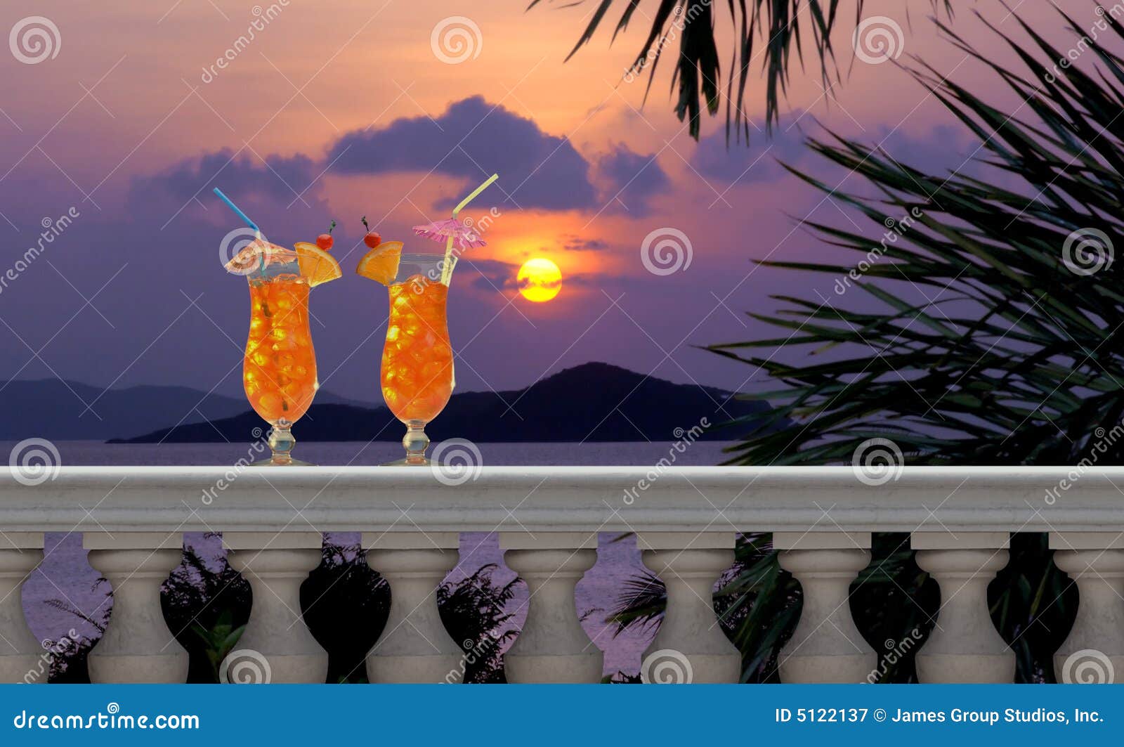 drinks on a tropical balcony