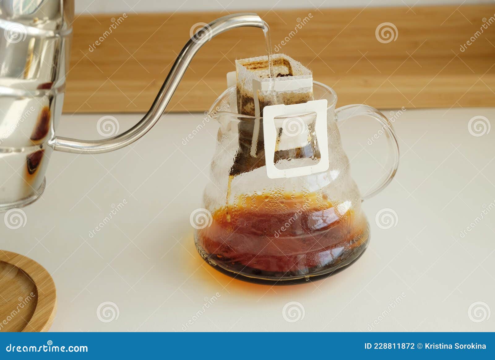 Drip Bag Coffee Brewing Process. Easy Simple Brew Method, New Trend