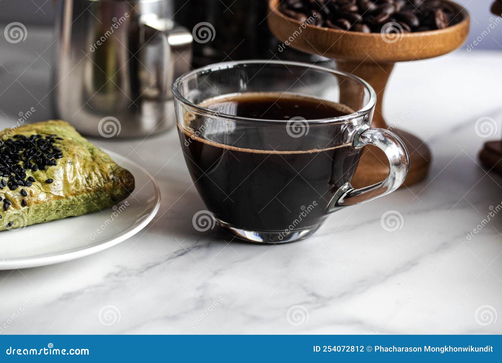 Drip Coffee in a Bag, Drip in a Clear Coffee Mug Stock Photo Image of