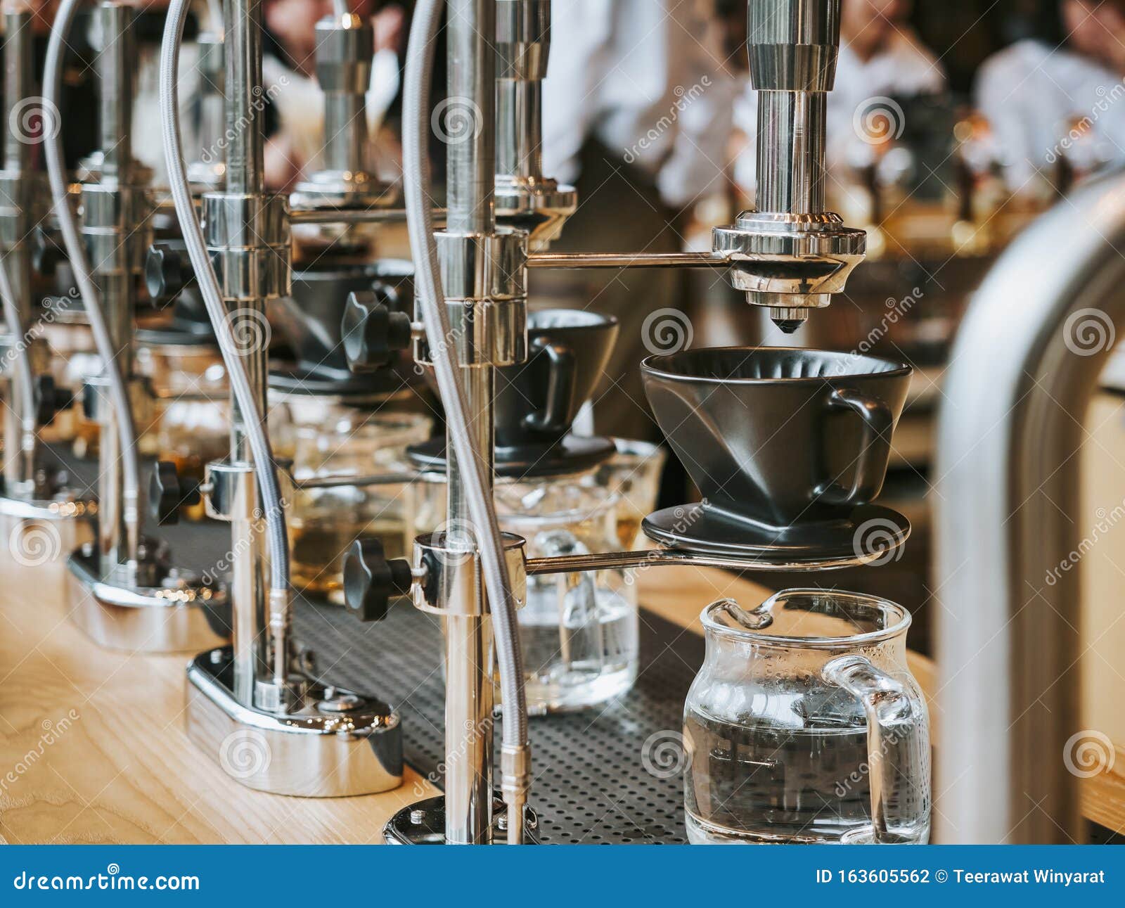 Drip Coffee Cafe Drip Bar Equipment Coffee Shop Display Stock Photo