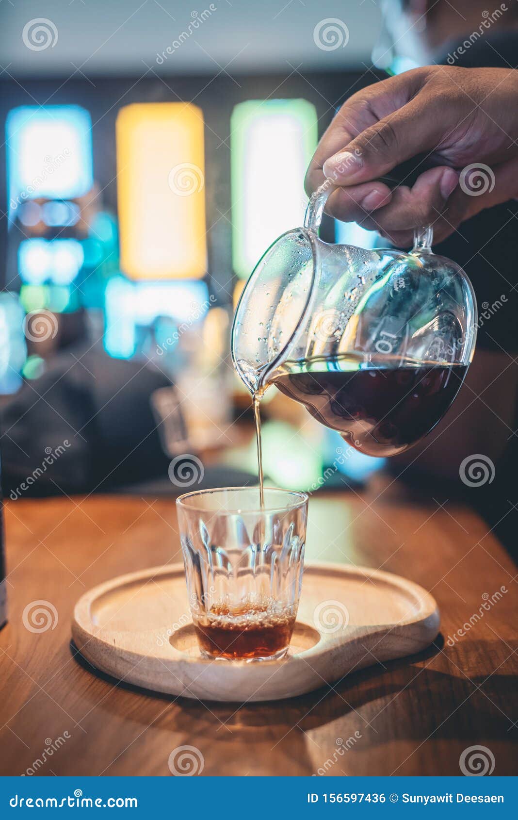 Drip Coffee Glass Teapot on Hand Pouring Stock Photo Image of aroma