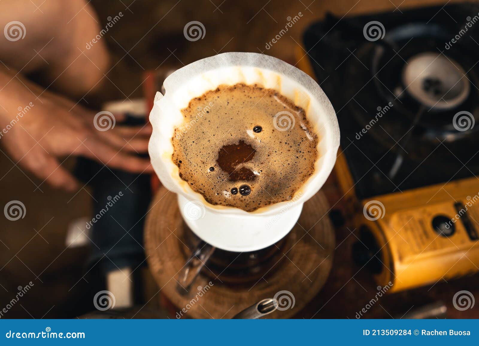 Drip Coffee Pour Hot Water Over the Coffee Stock Photo Image of