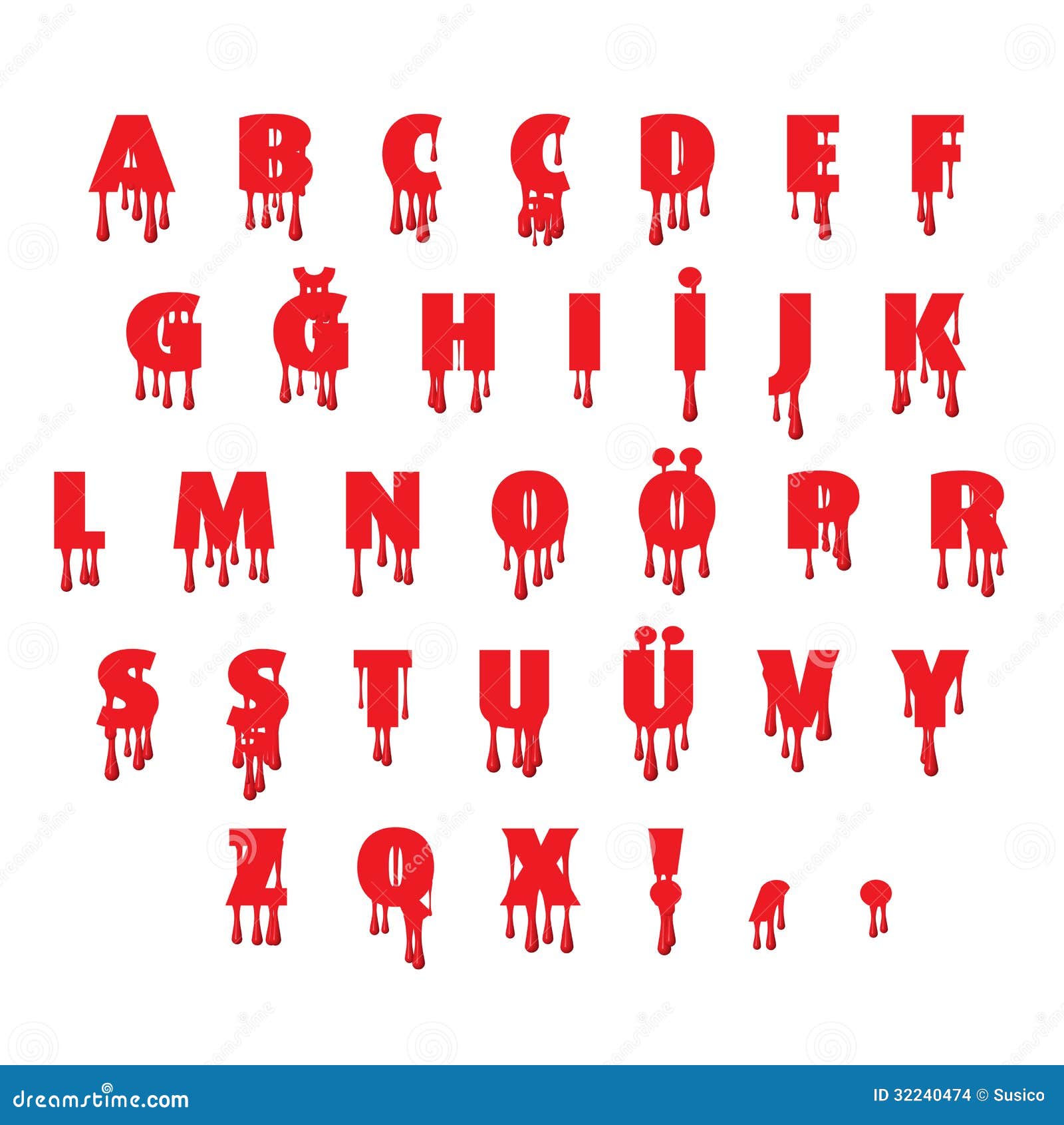 Dripping Blood Fonts Alphabet Stock Illustration - Illustration: 32240474