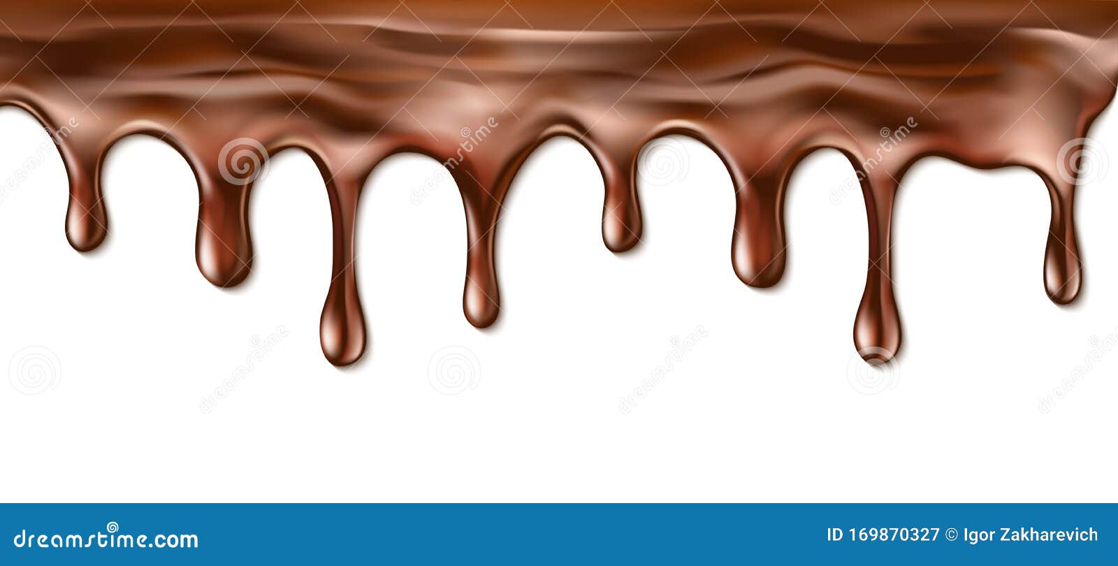 Melting chocolate drips. Chocolate isolated on white background. Stock  Photo