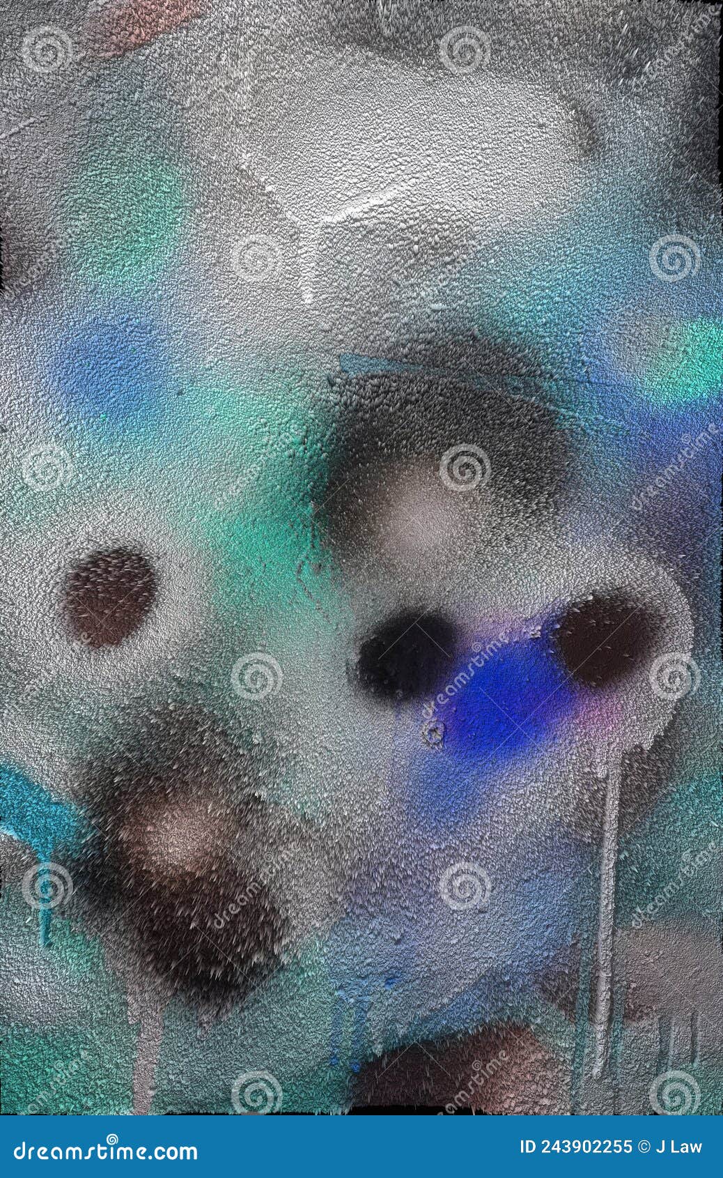 dripping paint in many pastel colours on a textured wall background