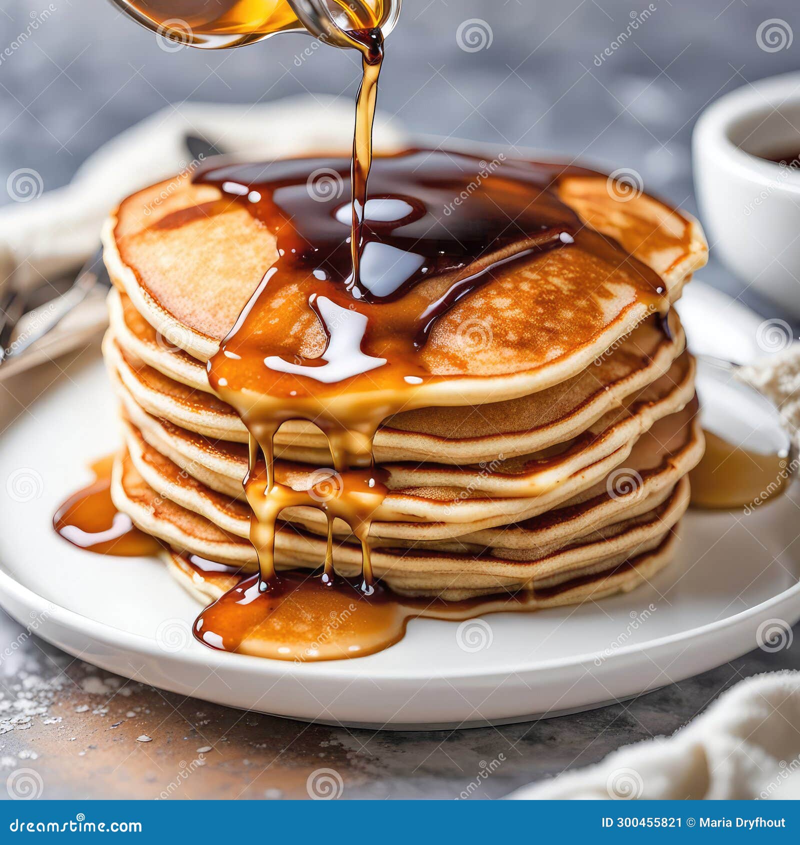Dripping Maple Syrup on Pancake Stack Stock Illustration Illustration
