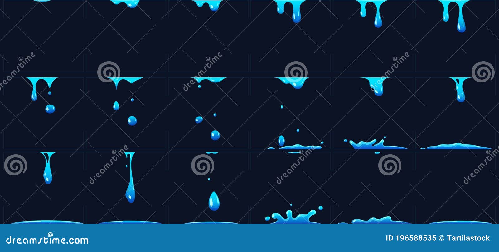 Dripping Water Animation, Water Splashes for Game Development. Dropping  Liquid in Frames for Cartoon Stock Vector - Illustration of animation,  cartoon: 196588535