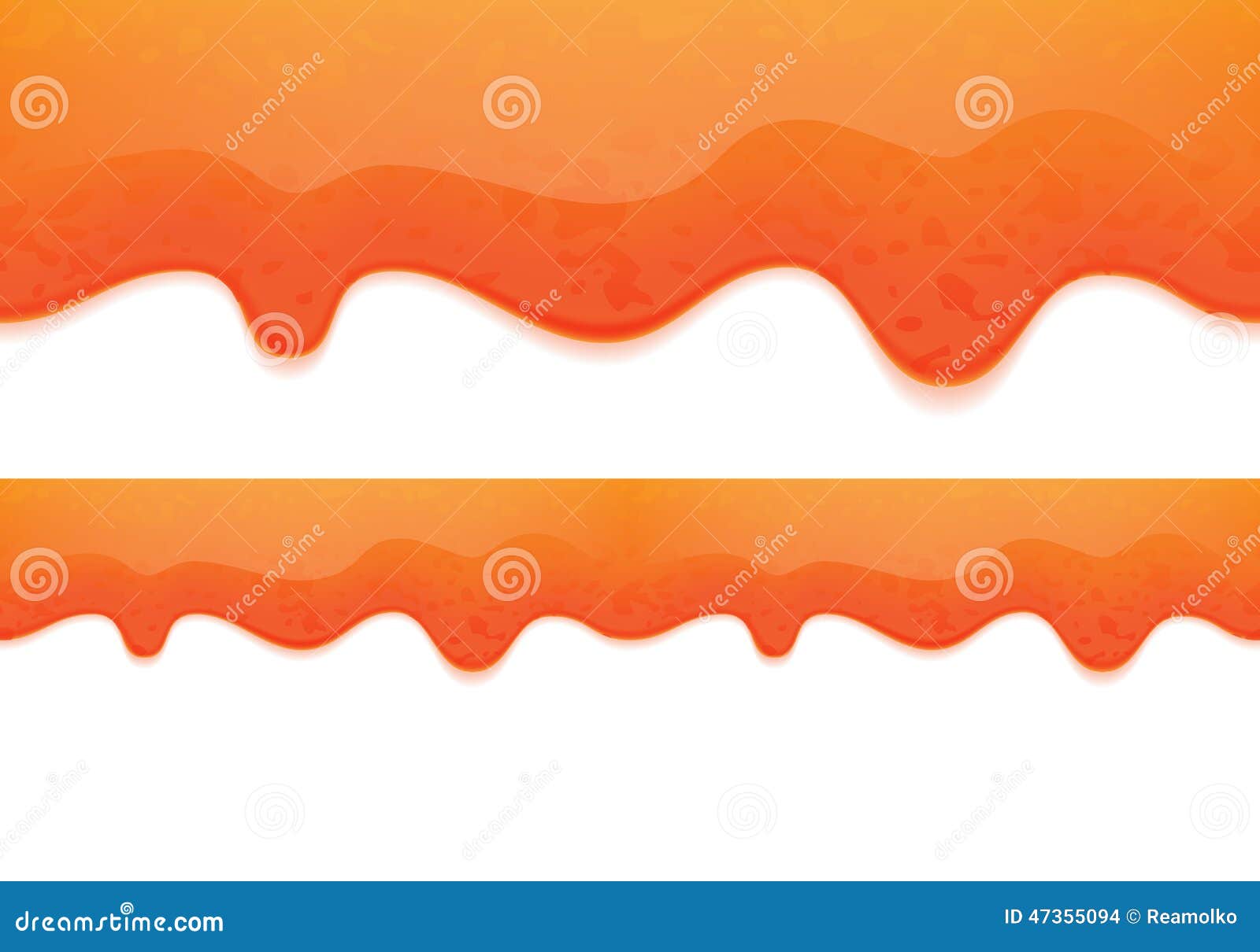 Drips of Orange Jam. Seamless Horizontal Border. Stock Vector