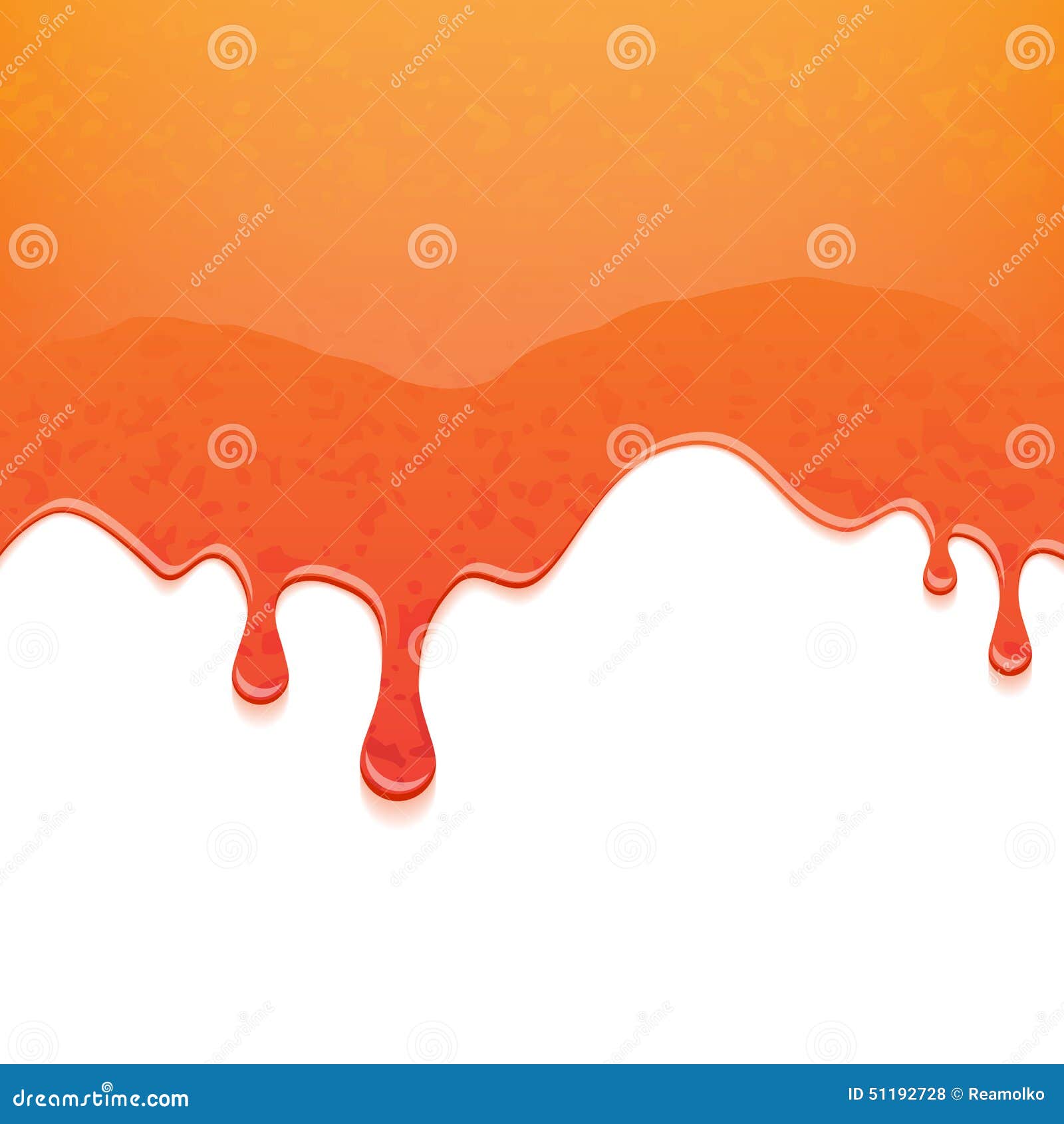 Drips of Orange Jam on White Background. Stock Vector Illustration of