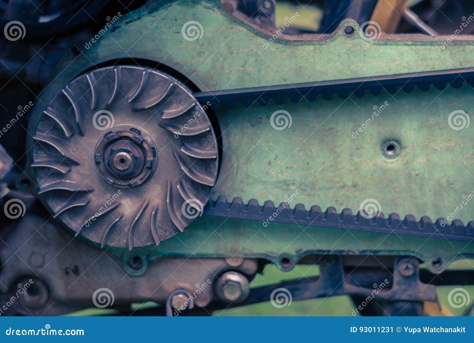 Drive Belt on the Sprocket in Engine Stock Image Image of metal
