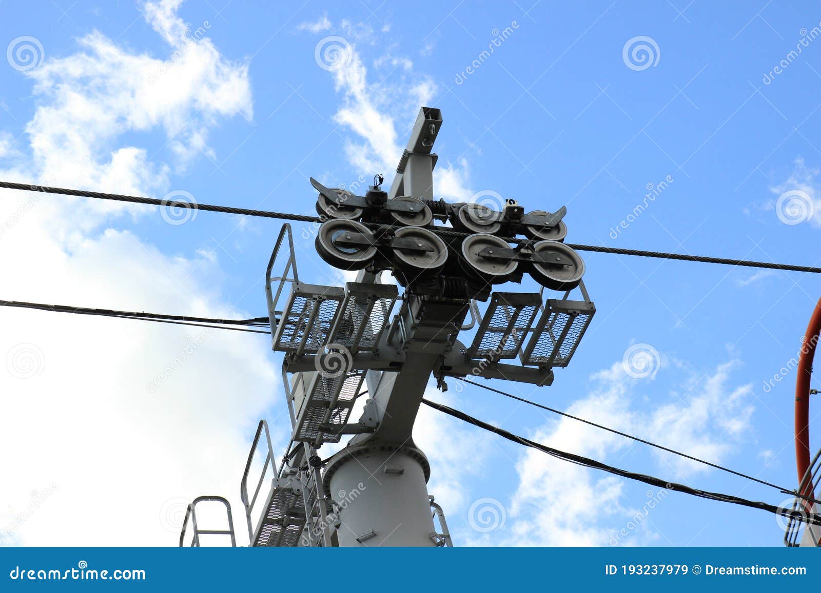 Drive Mechanism with Support Wheels and Ropes, Cable Car Stock Image