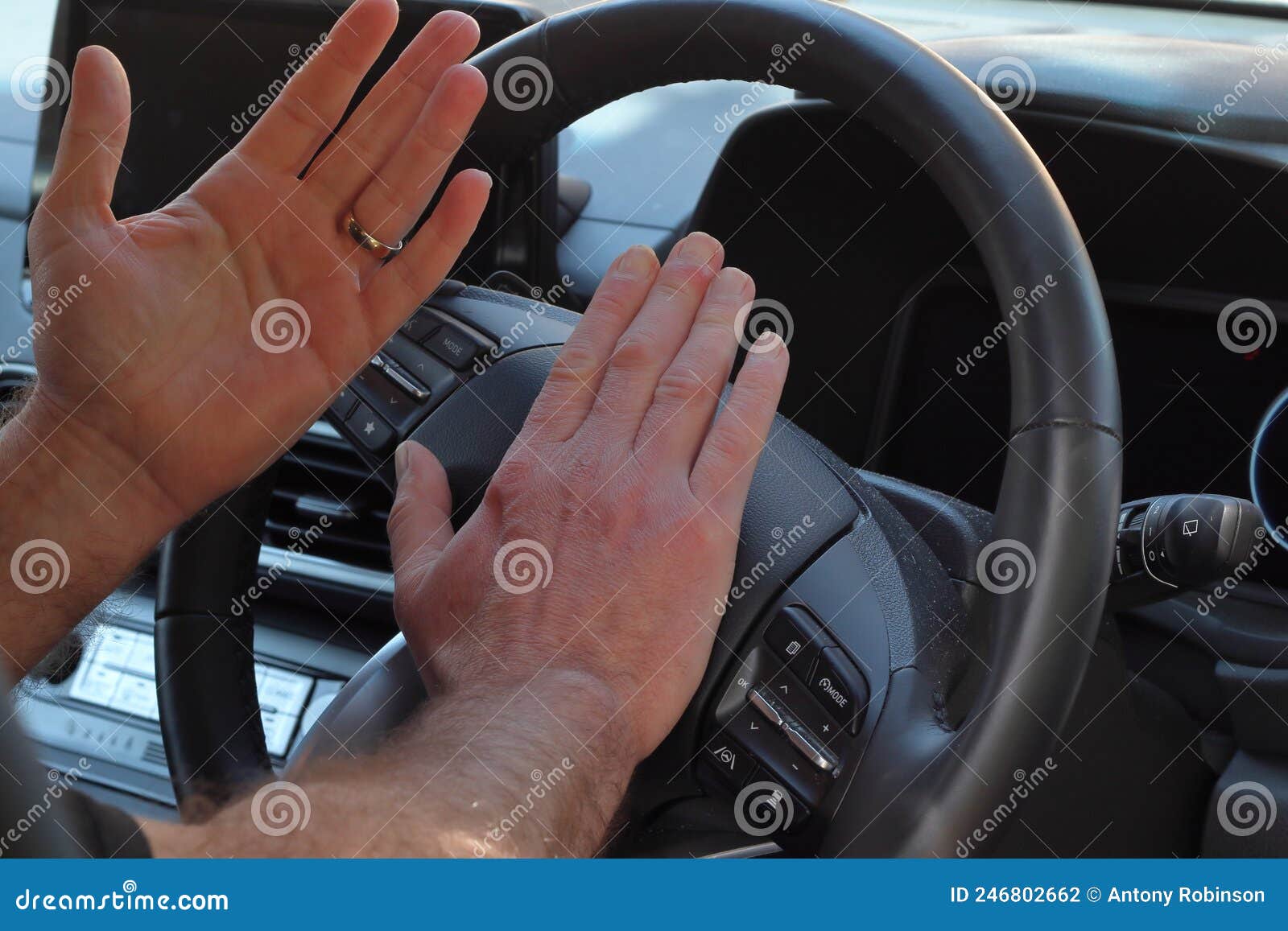 Driver Suffering Road Rage and Honking Horn Stock Photo Image of