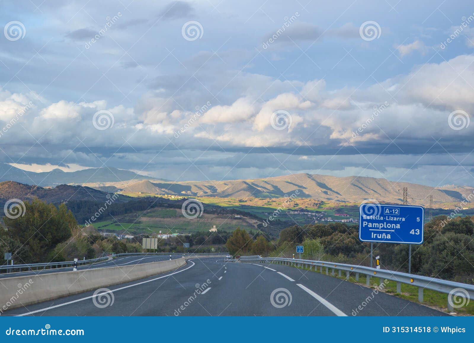 driving along a-12 highway. also known as autovia del camino de santiago