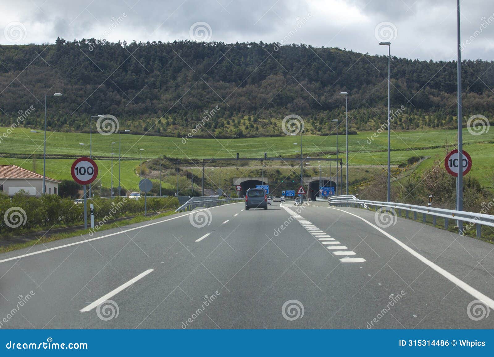 driving along a-12 highway. also known as autovia del camino de santiago