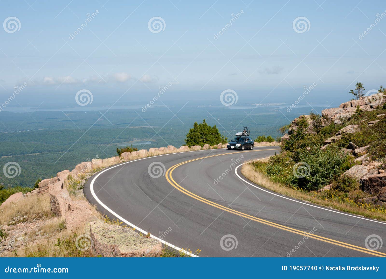 Driving Up Cadillac Mountain Stock Photo Image of beautiful, tourist