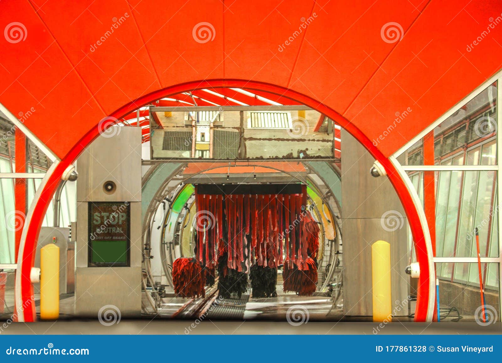 Driving through a Car Wash with Rounded Top and Windows Ready To Go