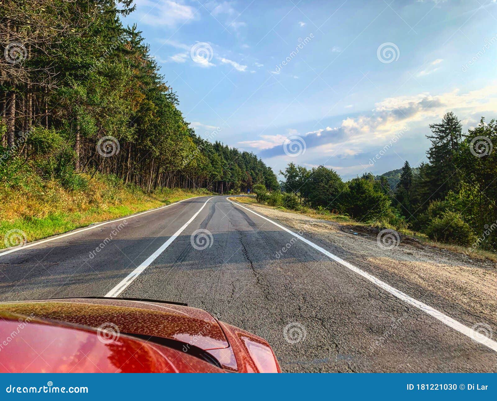 Driving Green Mountain Road Stock Photo Image of blue, nature 181221030