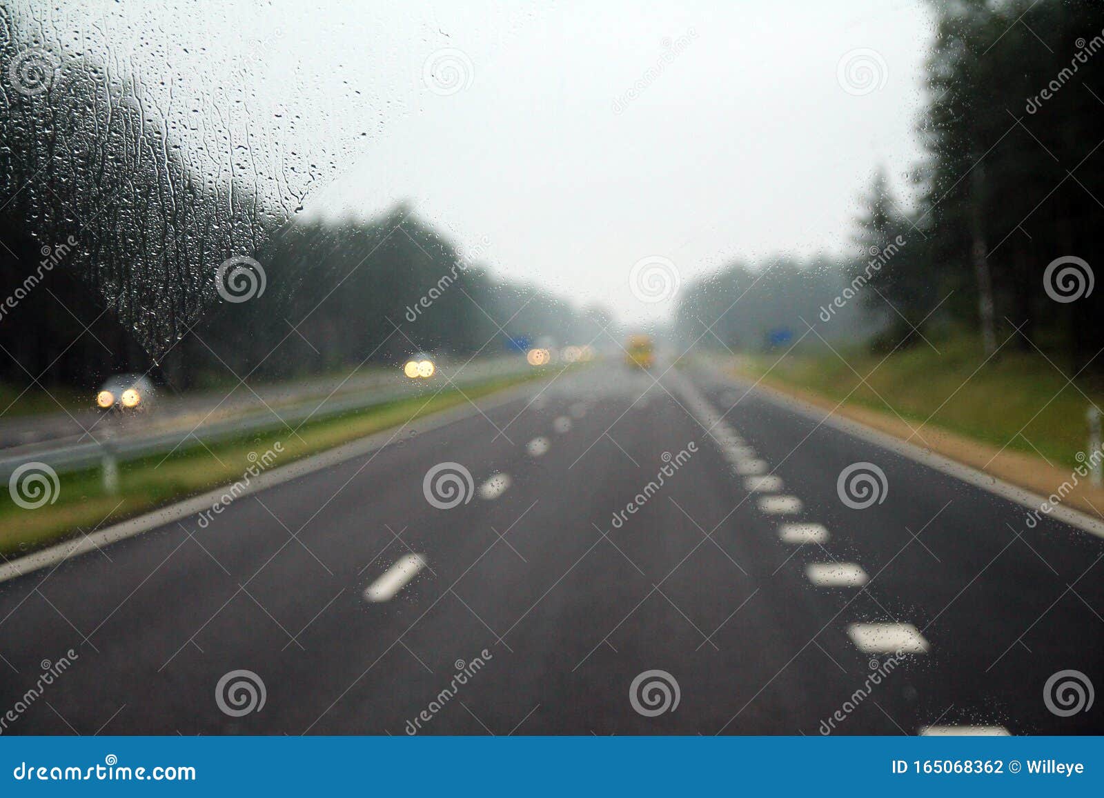 Driving on a Highway in a Rainy Day Stock Photo Image of drip