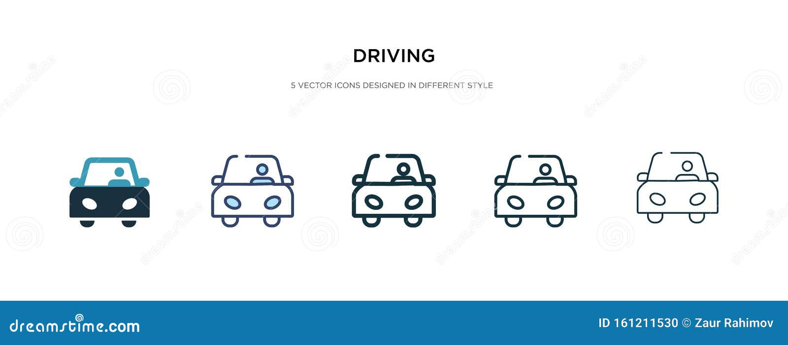 driving icon in different style  . two colored and black driving  icons ed in filled, outline, line