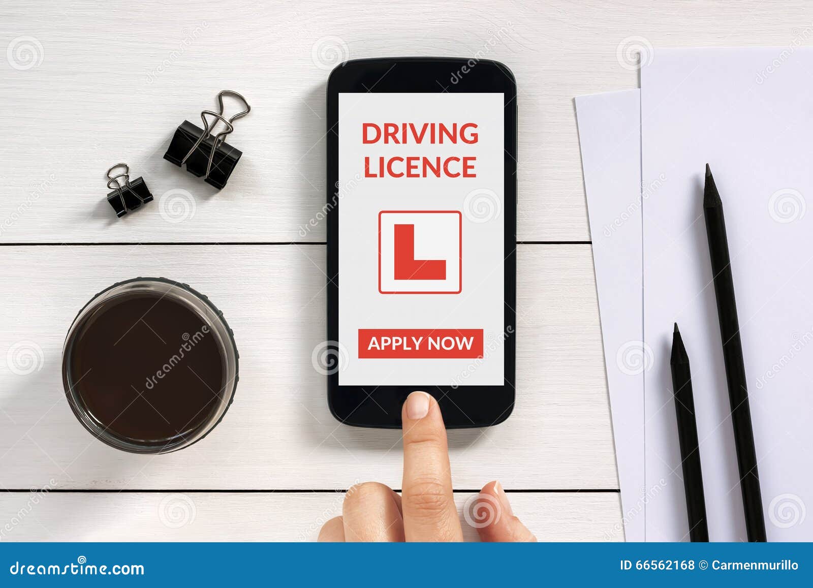 Download Driving Licence App Mock Up On Smart Phone Screen With Office Ob Stock Photo - Image of device ...