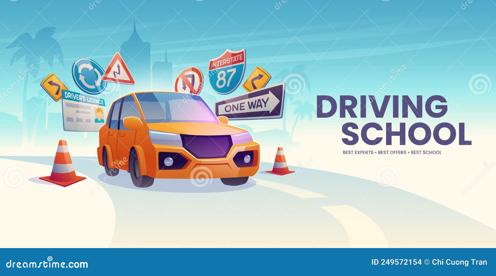 Driving School Background Vector Eps File Back To Shool Stock Vector