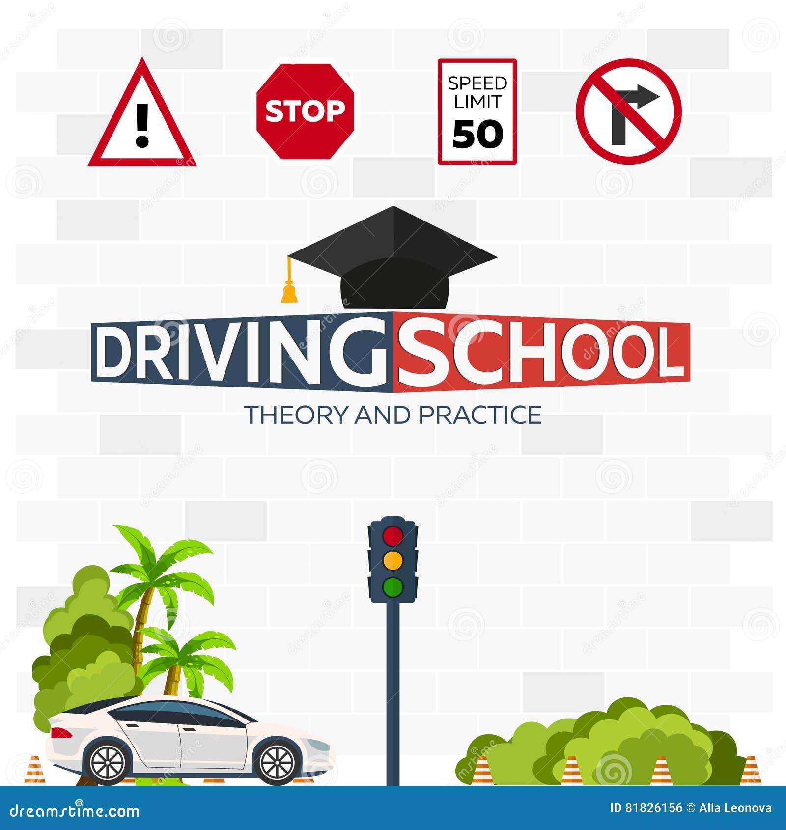 Practice Driving On The Test Routes. Young Female Student Driver