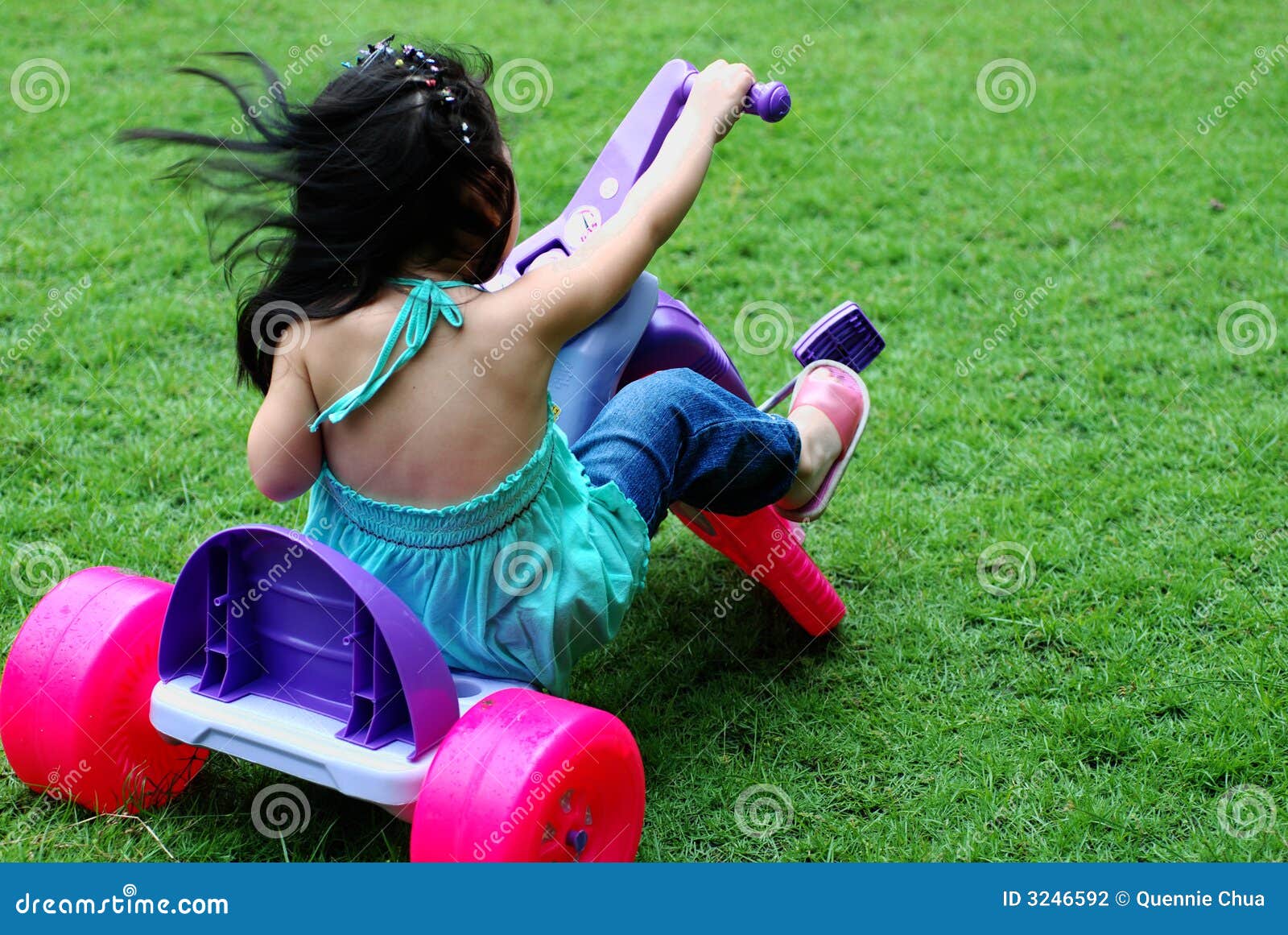 Driving the tricycle stock photo. Image of female, young 3246592