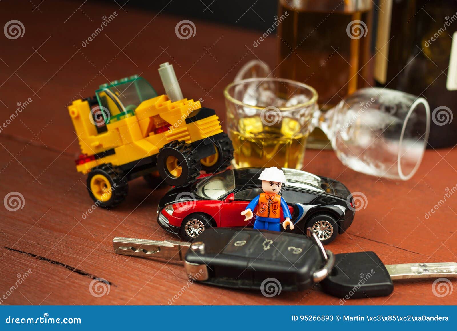 Driving Under the Influence of Alcohol. Dangerous Ride. Alcohol Behind