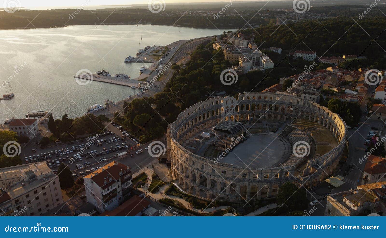 dron photo of rome colosseum in pula