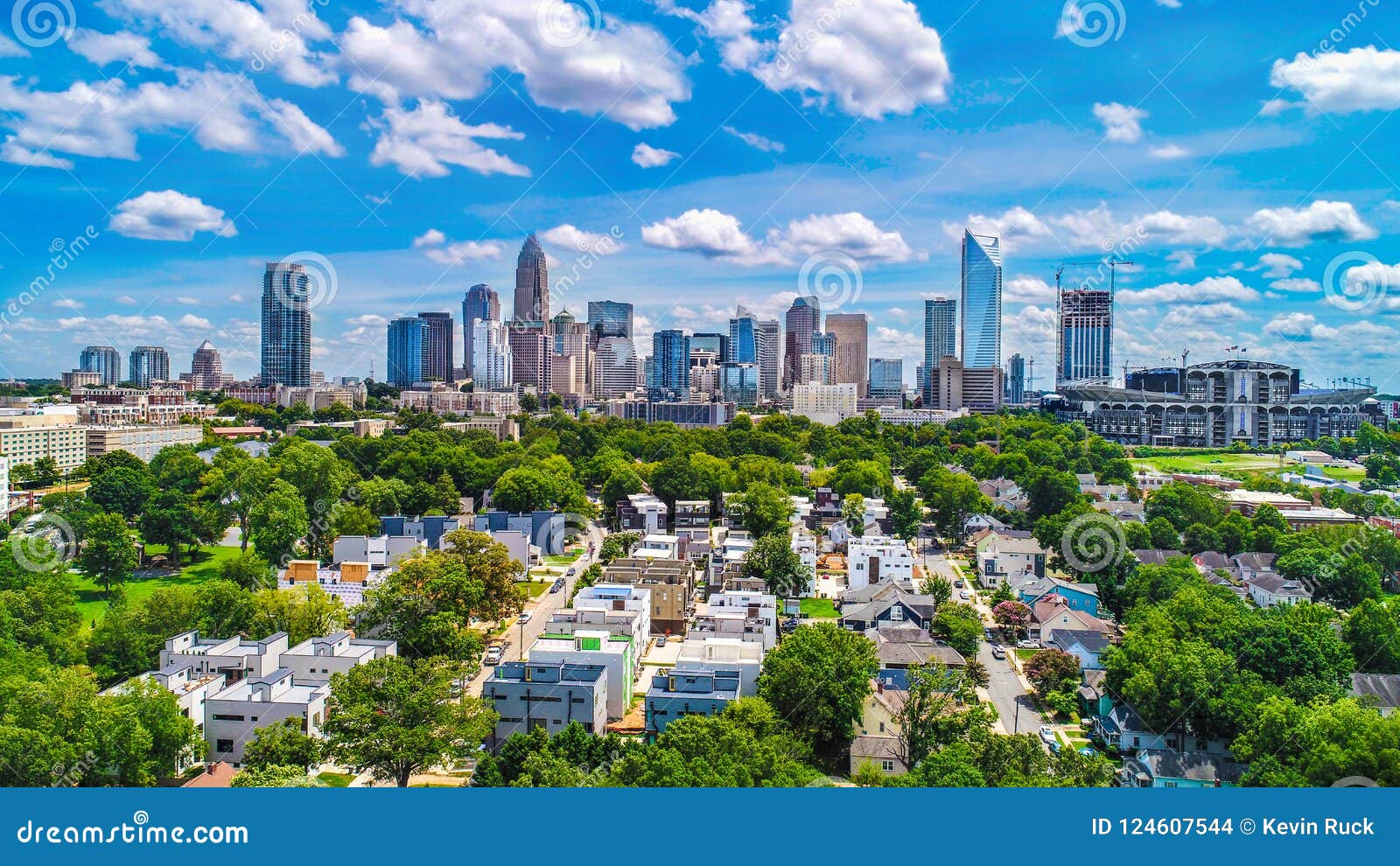 downtown charlotte, north carolina, usa skyline aerial