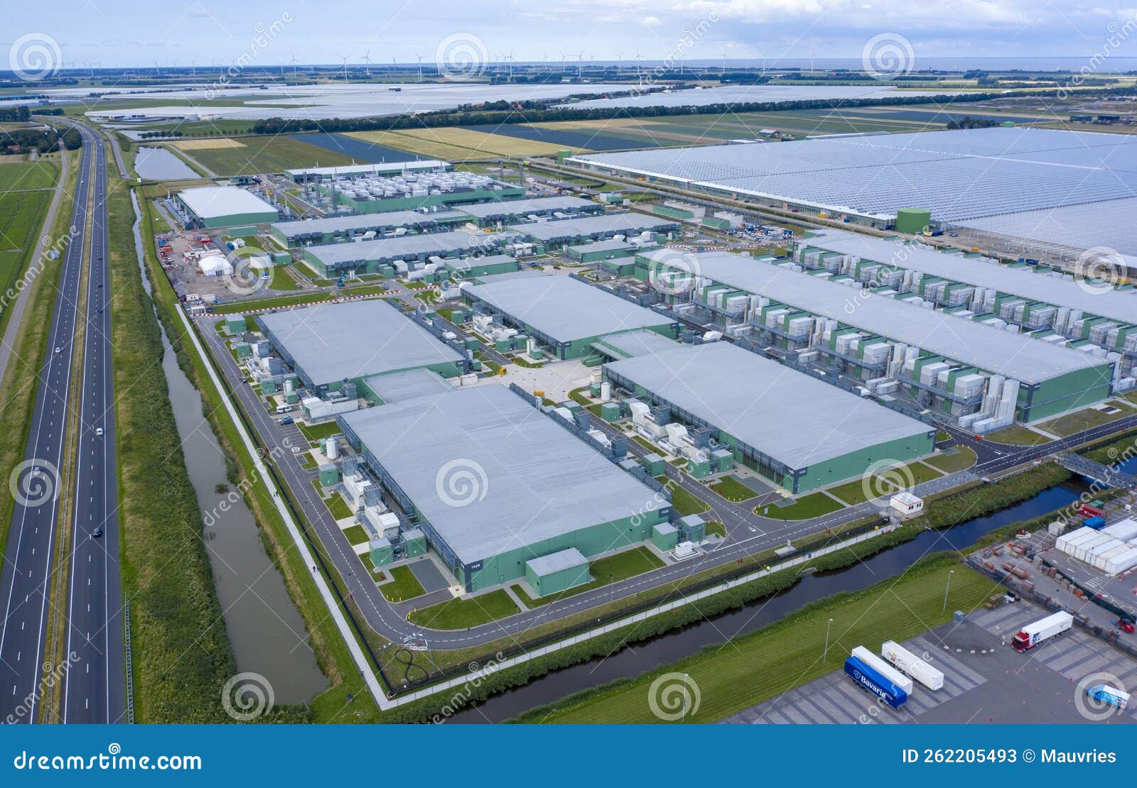 drone aerial view of new microsoft datacenters
