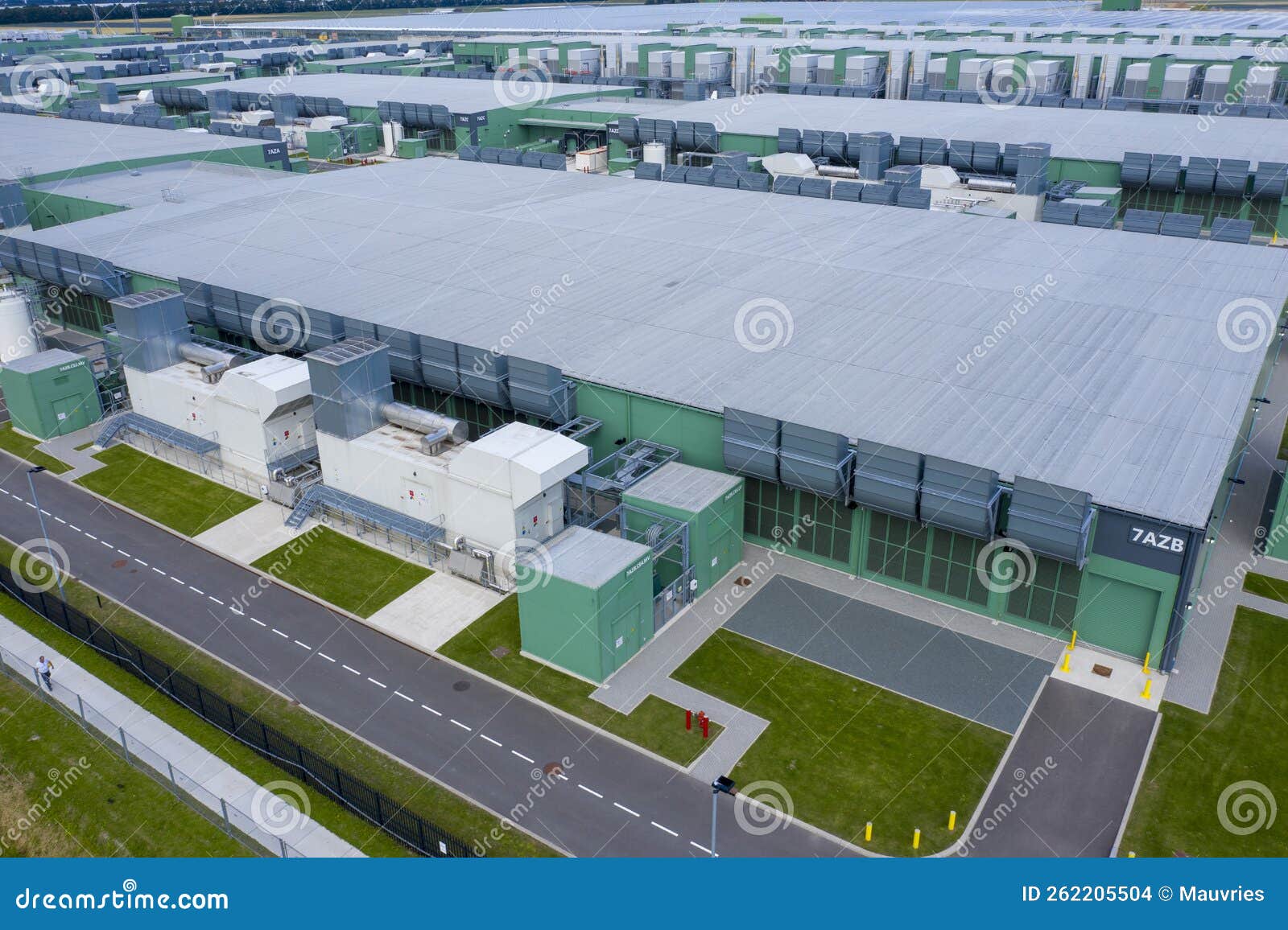 drone aerial view of new microsoft datacenters
