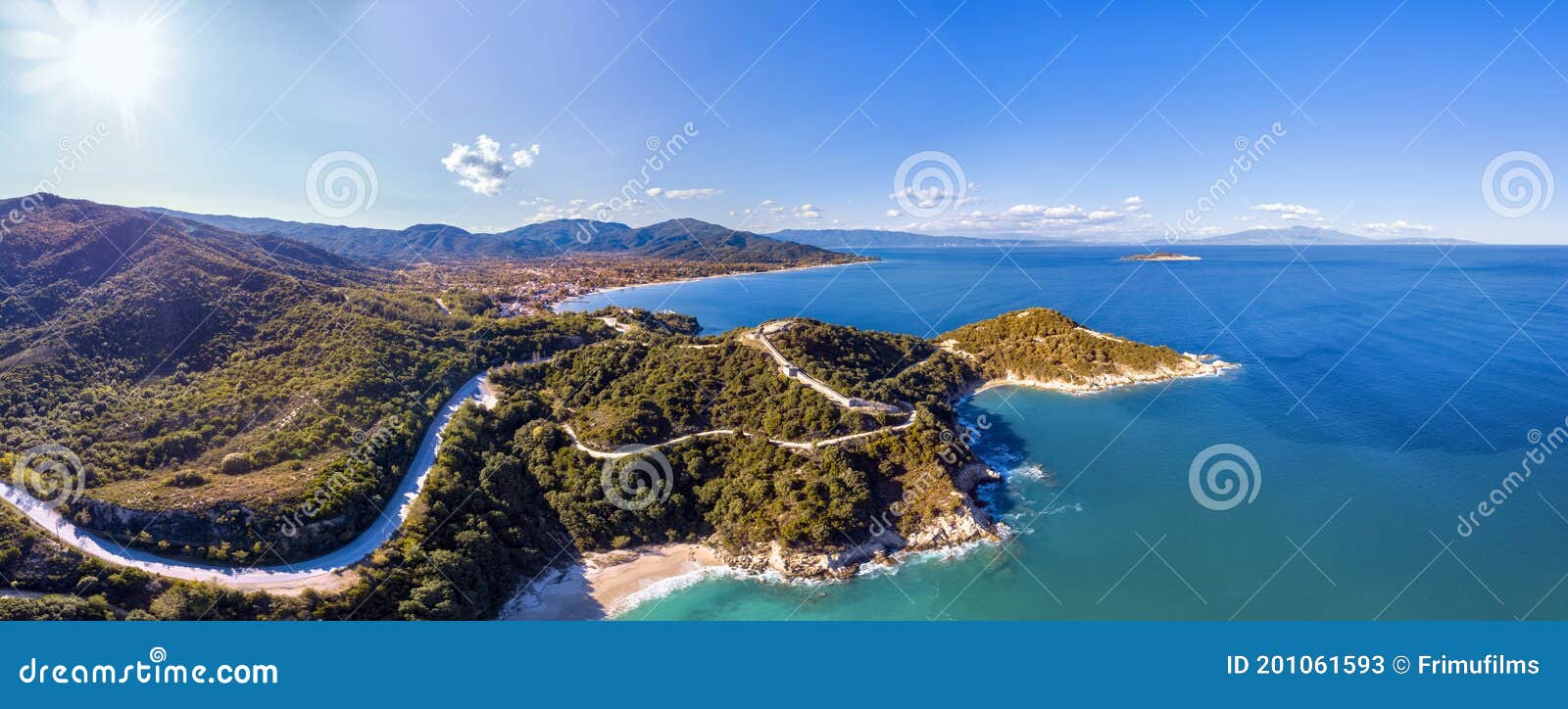 drone aerial view of sea and rocks in olympiada, halkidiki, greece