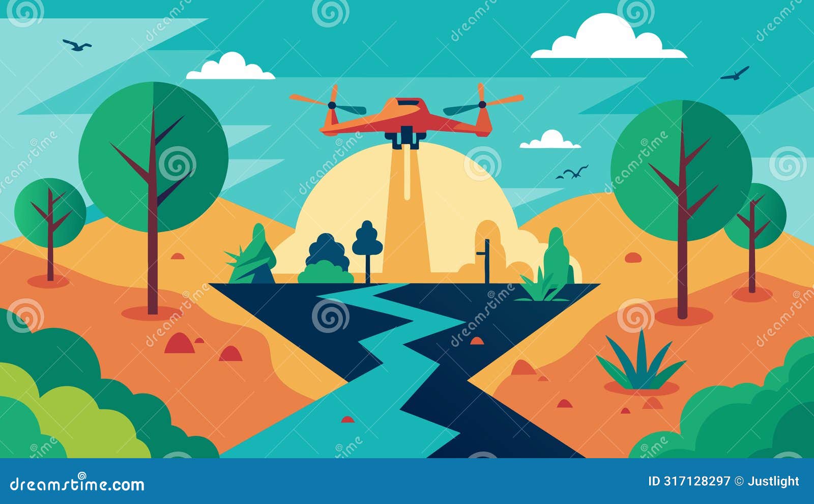 The Drone Captures the Intersection of Nature and Human Intervention