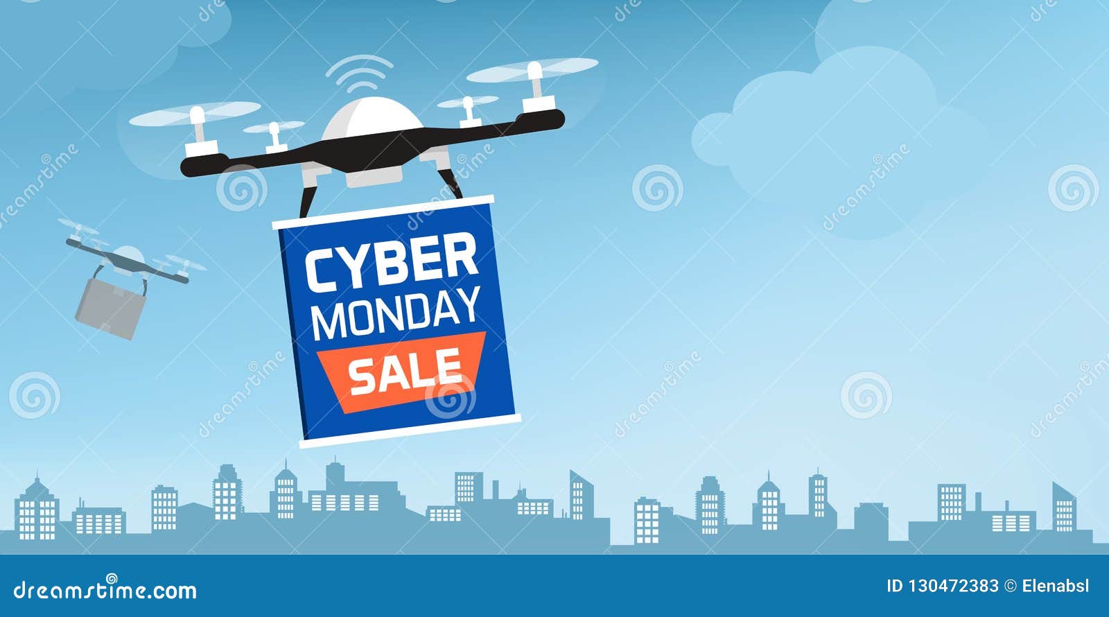 Drone a Monday Advertisement Banner Stock Vector of flying, distribution: 130472383