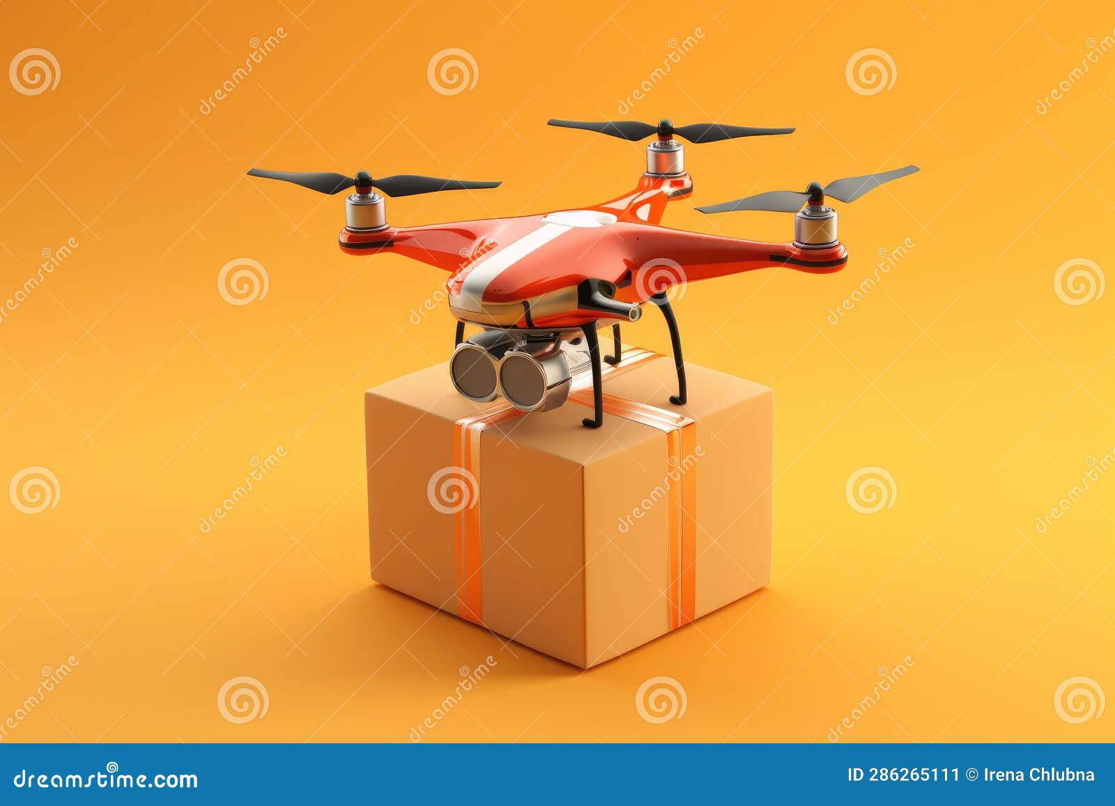 A Drone Carrying a Package Ready for Delivery Stock Illustration