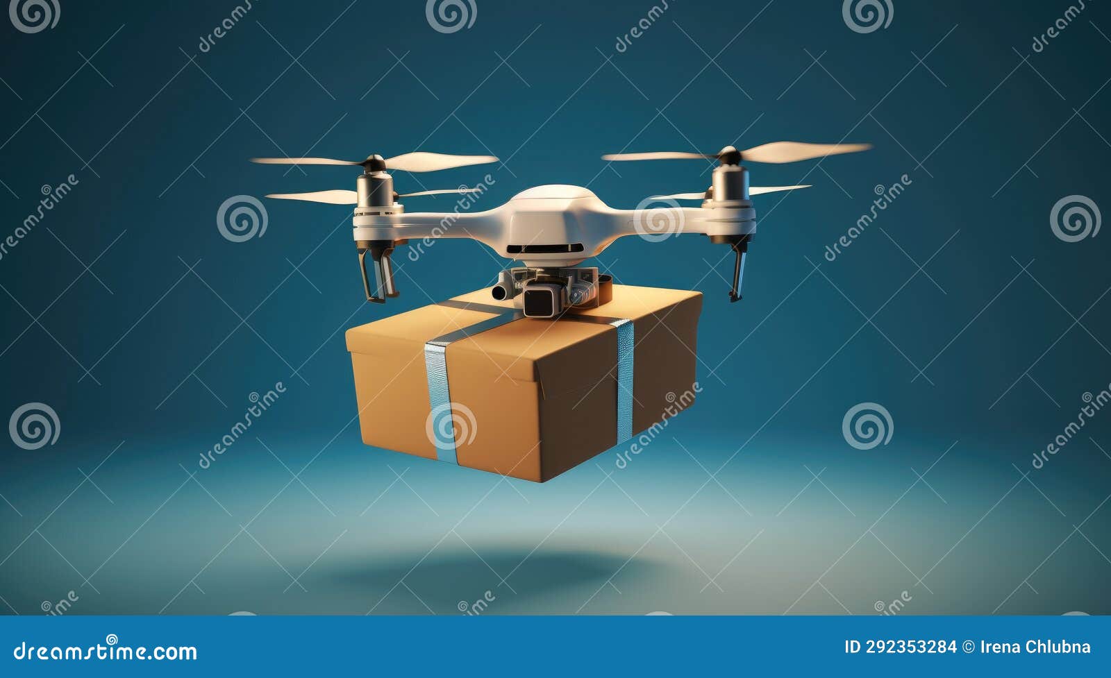 A Drone Carrying a Package Ready for Delivery Stock Illustration