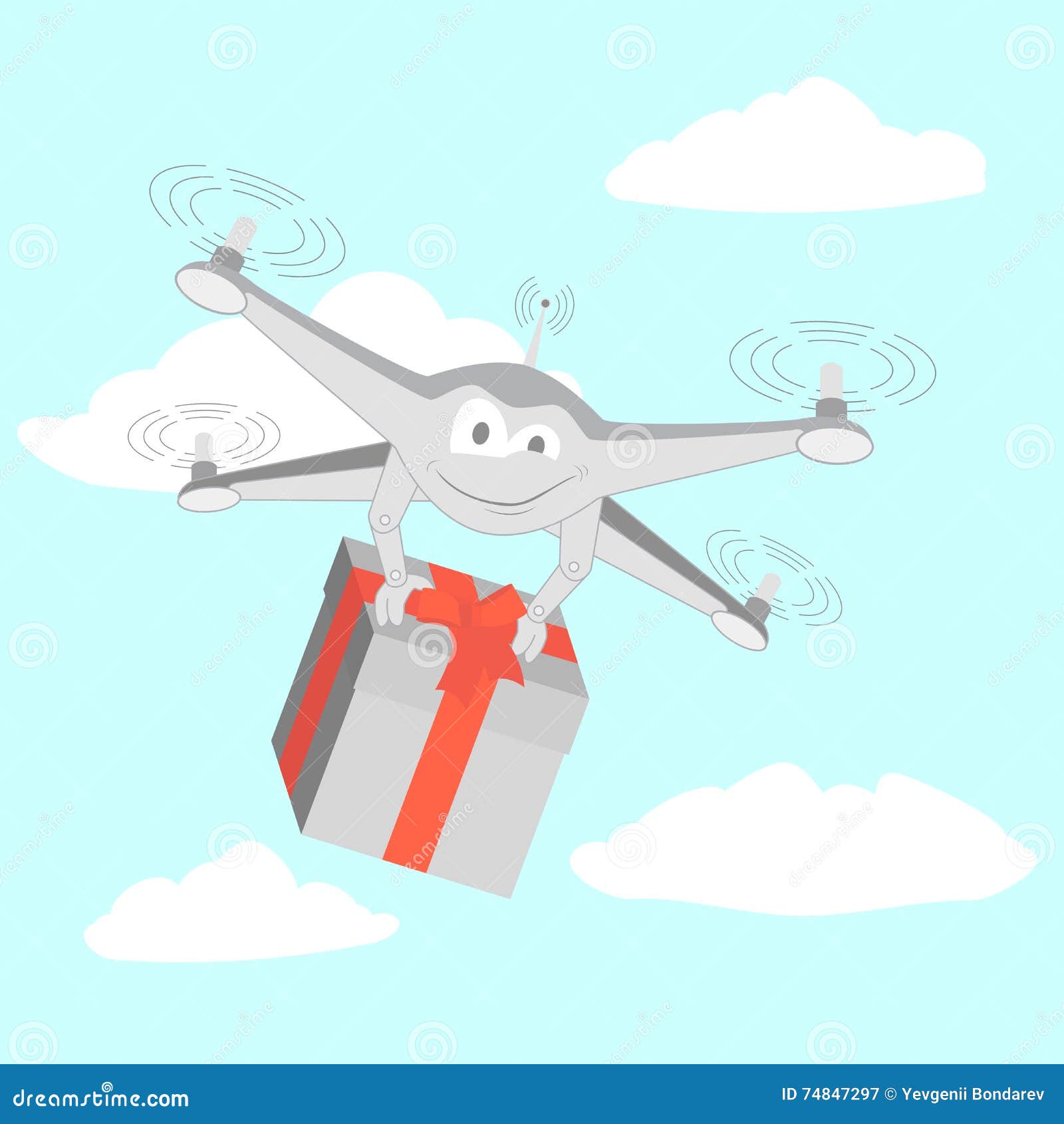 Drone Delivers Funny Gifts. Stock Vector - Illustration of multicopter,  digital: 74847297