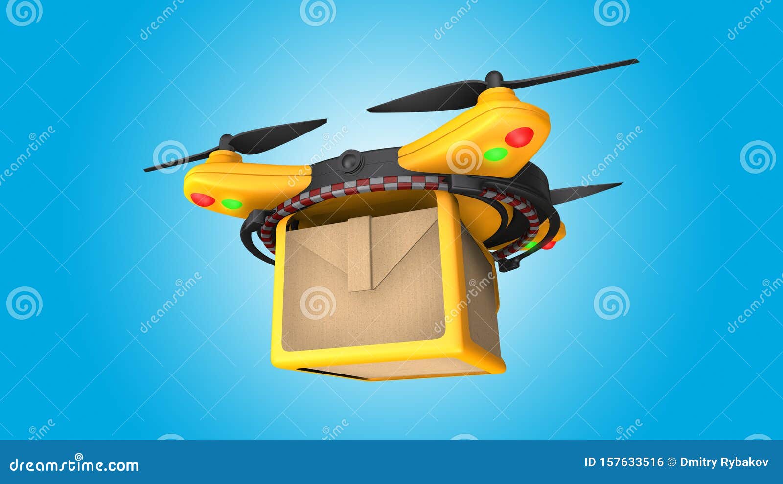 Drone Delivery Concept Model With Package Box On Blue Background, 3D Design  Illustration Hd Image Stock Illustration - Illustration Of Design, Render:  157633516